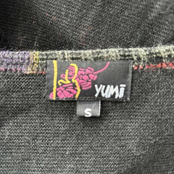 Yumi Multicolour Plaid Wool Blend Knit Tunic Dress with Rosette Neckline – US S - Picture 13 of 13